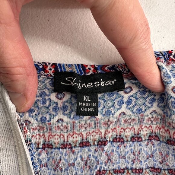 Shinestar Sleeveless Boho Print Jumpsuit Adjustable Straps Size XL Pants Western - Picture 3 of 12